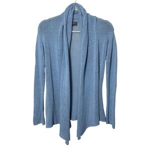 Wooden Ships Paola Buendia Blue Knit Cotton Open Front‎ Cardigan Sweater Loose